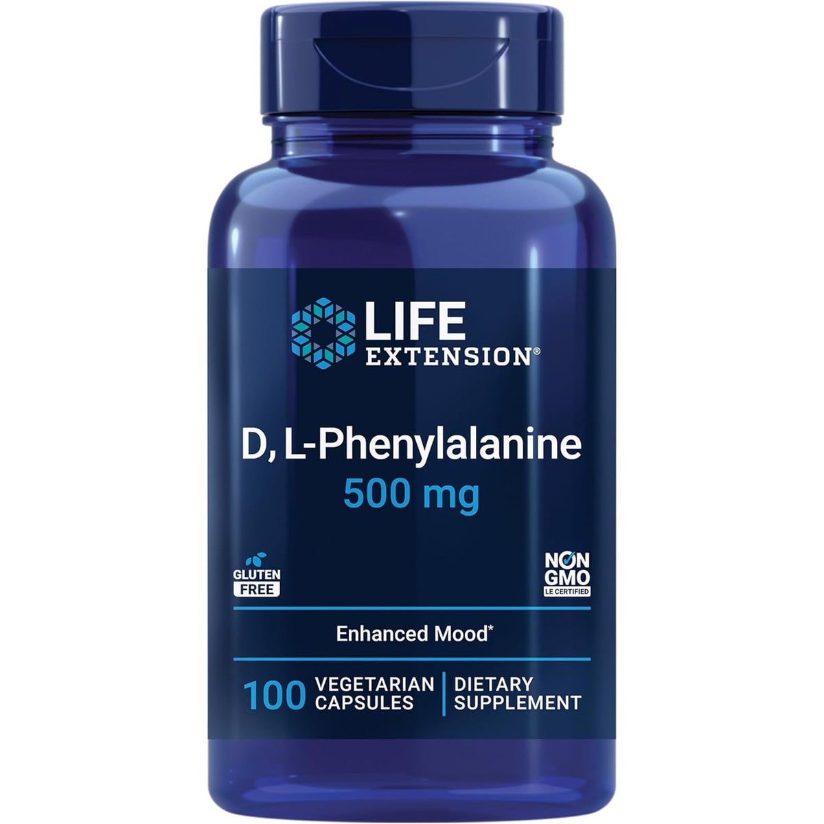 Life Extension D, L-Phenylalanine Capsules, 500 Mg – Supports Mood Health, Promotes Neurotransmitter Health – Gluten-Free, Non-Gmo, Vegetarian – 100 Capsules