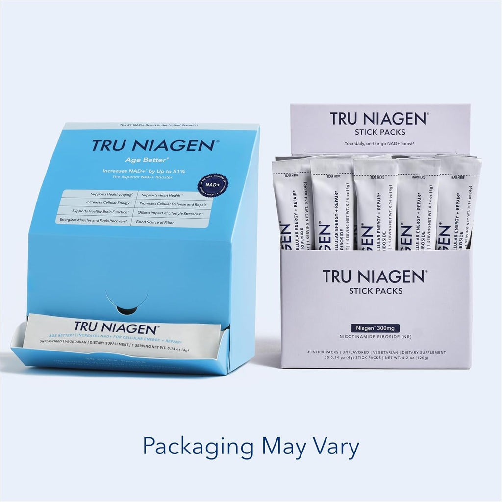 TRU NIAGEN NAD+ Booster with Hydration & Prebiotic Support Award-Winning Nicotinamide Riboside Mixing Powder for Cellular Energy, Repair & Healthy Aging - 30Ct/300Mg Stick Packs: On-The-Go Supplement