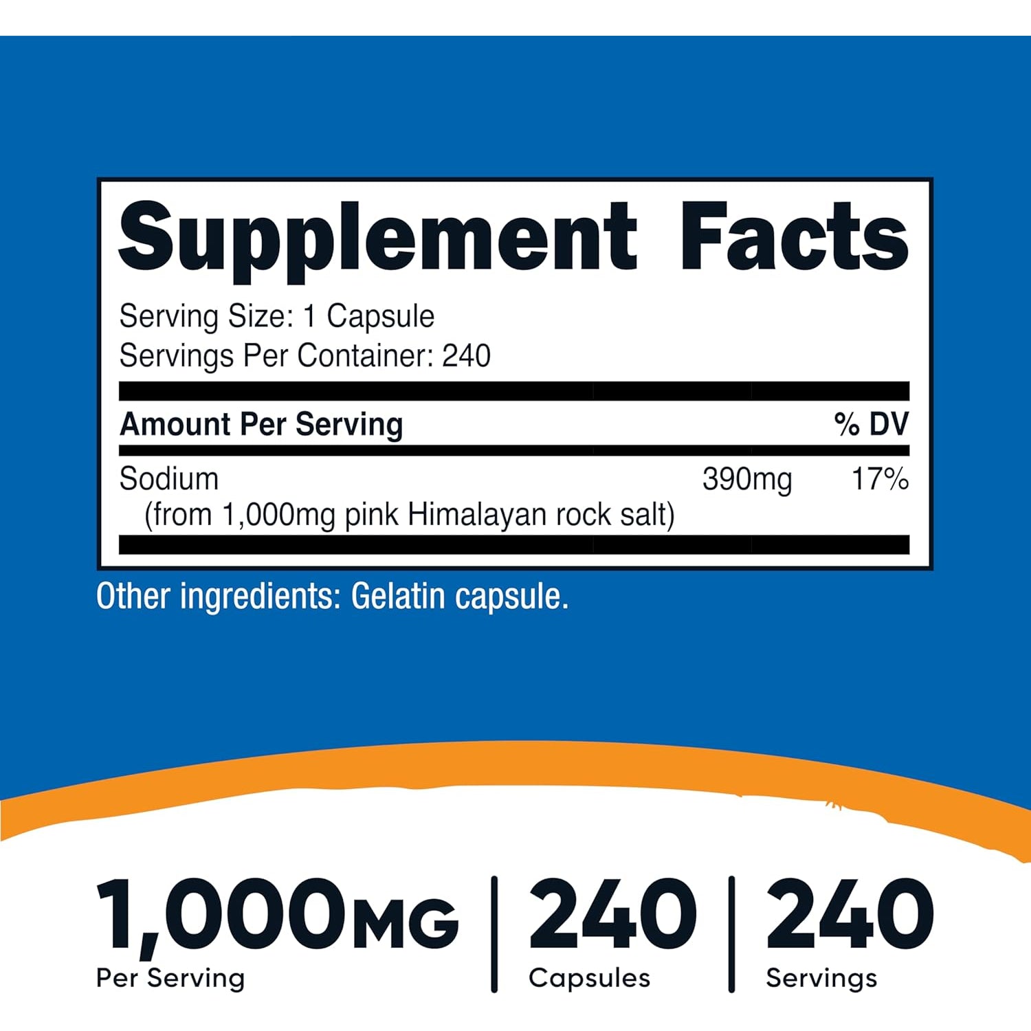 Nutricost Pink Himalayan Salt Capsules 1000Mg, 390Mg Sodium, 240 Capsules - Non-Gmo, Gluten Free