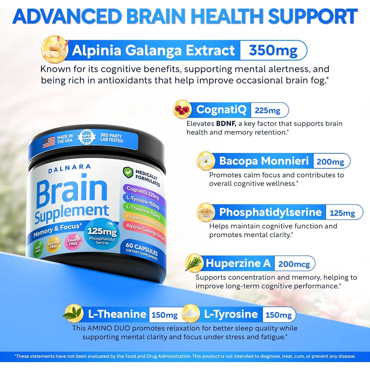 Brain Fog Supplement for Women – Memory & Focus Support for Perimenopause and Menopause – Cognitive Support with Phosphatidylserine, Cognatiq & L-Theanine – Brain Health Capsules – 60 Count