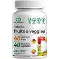 Nature’S Fruits & Veggies Supplement, 240 Veggie Capsules – 80 Whole Food Superfoods for Daily Balance – 40 Fruits with 40 Vegetables and Greens – Non-Gmo, Gluten Free