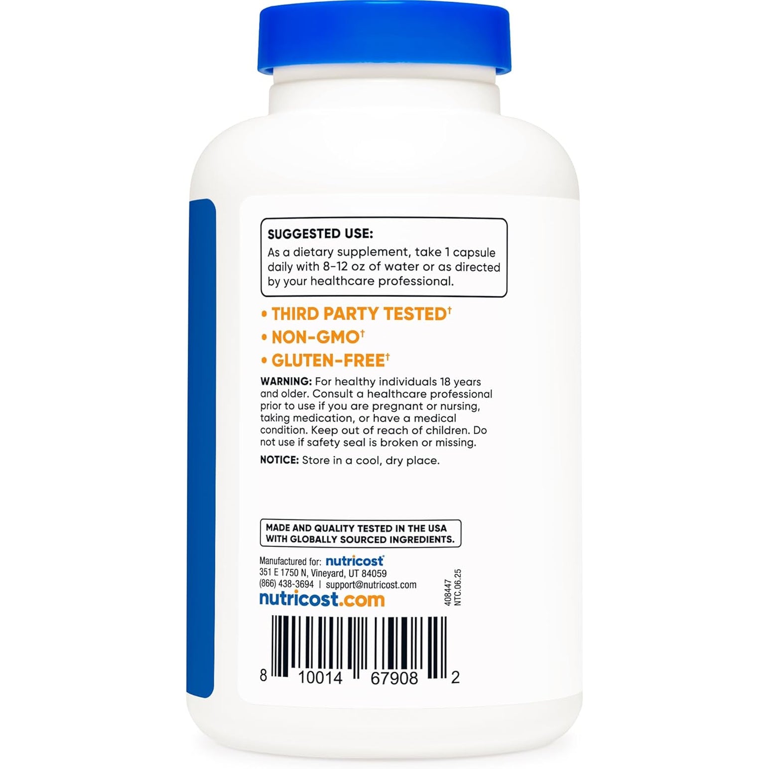 Nutricost Acetyl L-Carnitine (ALCAR) 500Mg, 180 Capsules, 180 Servings - Non-Gmo and Gluten Free, 1 Capsule per Serving