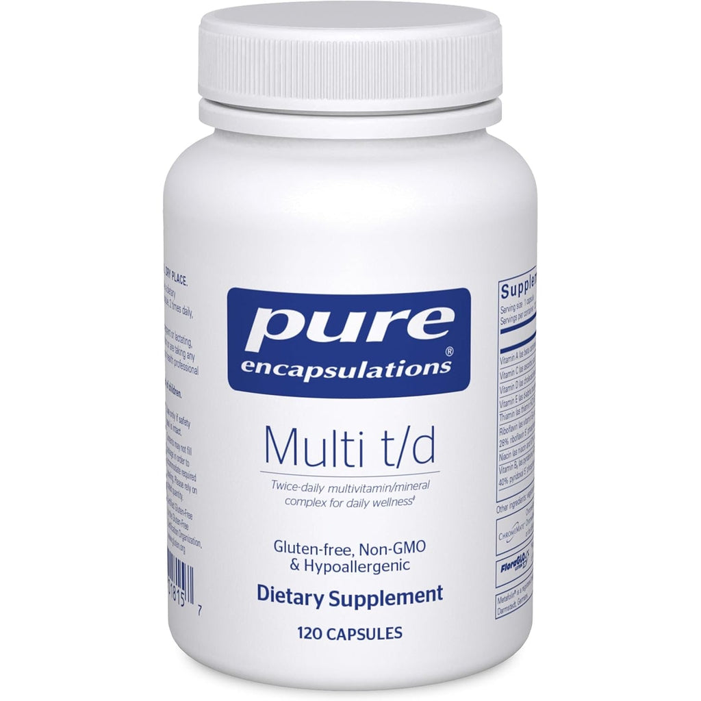 Pure Encapsulations Multi T/D - Multivitamin & Mineral Supplement - for Daily Wellness, Cardiovascular & Immune Health* - Rich in Vitamins & Minerals - Gluten Free & Vegetarian - 120 Capsules