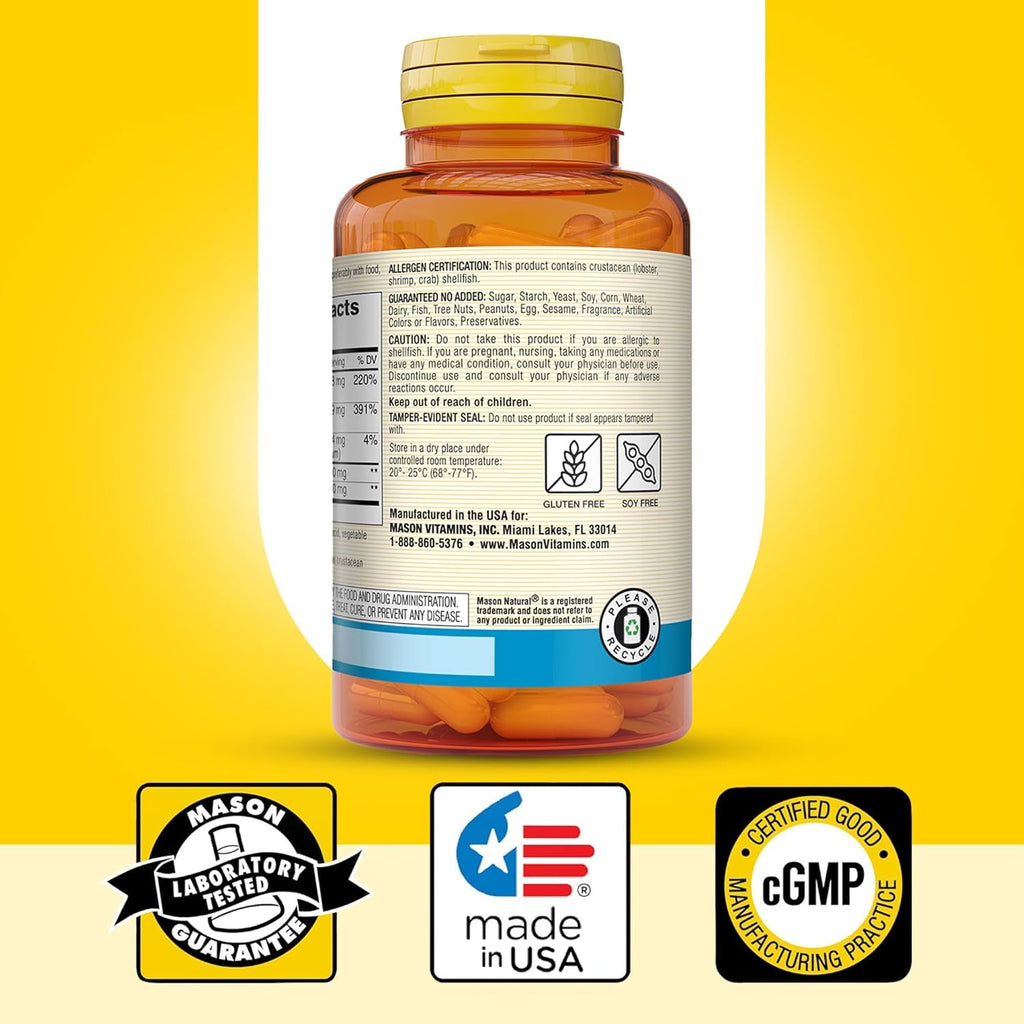MASON NATURAL Glucosamine Chondroitin 1500/1200 with Vitamin C, Supports Joint Health for Normal Flexibility & Mobility*, 280 Capsules, 3 Month Supply