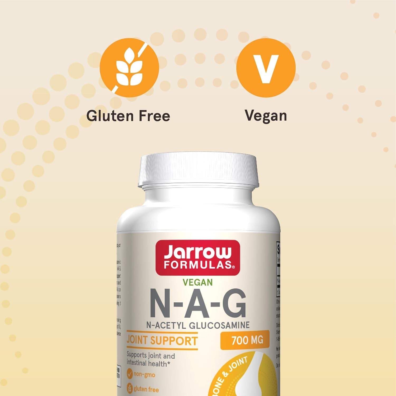 Jarrow Formulas® N-A-G 700 Mg, N-Acetyl Glucosamine, Acetylated Form of Glucosamine for Bone and Joint Support, 120 Veggie Capsules, up to 120 Servings