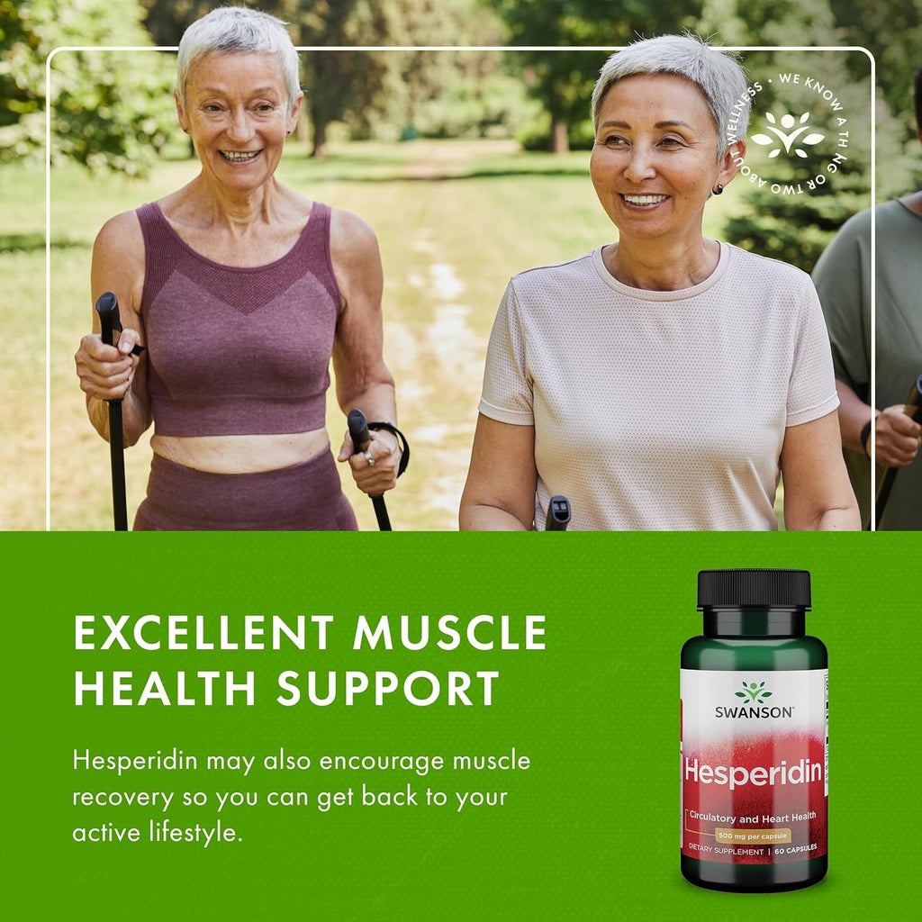 Swanson Hesperidin - Citrus-Derived - Cardiovascular & Hearth Health Support- Contributes to Muscle Recovery* - Features Antioxidant Properties - Gluten Free & Non-Gmo - 60 Capsules