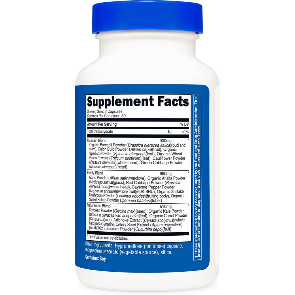 Nutricost Daily Vegetables 90 Capsules (30 Servings) - Maintain, Fortify, & Rejuvenate with 17 Vegetables