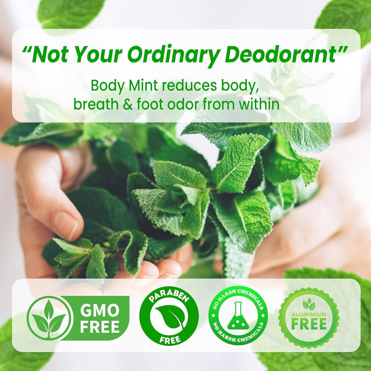 Body Mint Original | Chlorophyll Deodorizing Supplement for Full Body Freshness | Aluminum-Free Plant-Based Internal Deodorant | Fresh Underarms, Breath, Body & Feet | 50 Tabs