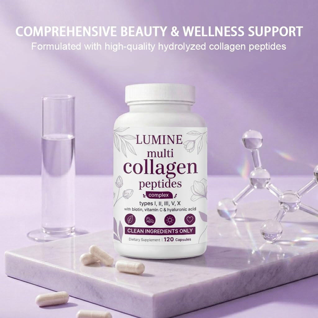 LUMINE Multi Collagen Complex Capsules – Non-Gmo, Gluten-Free & Easy to Swallow (120 Capsules)