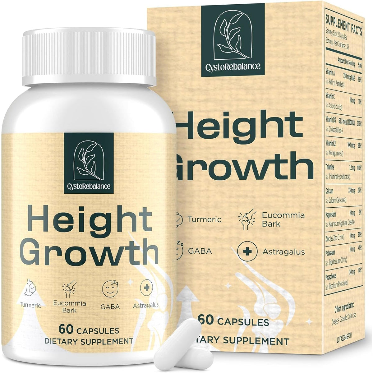 25-In 1 Bone Strength Supplement - for Natural Growth, Digestion and Stress - High Absorption - Calcium, Magnesium, Zinc, Ashwaganda and Multivitamins for Age 12+ | 60 Caps