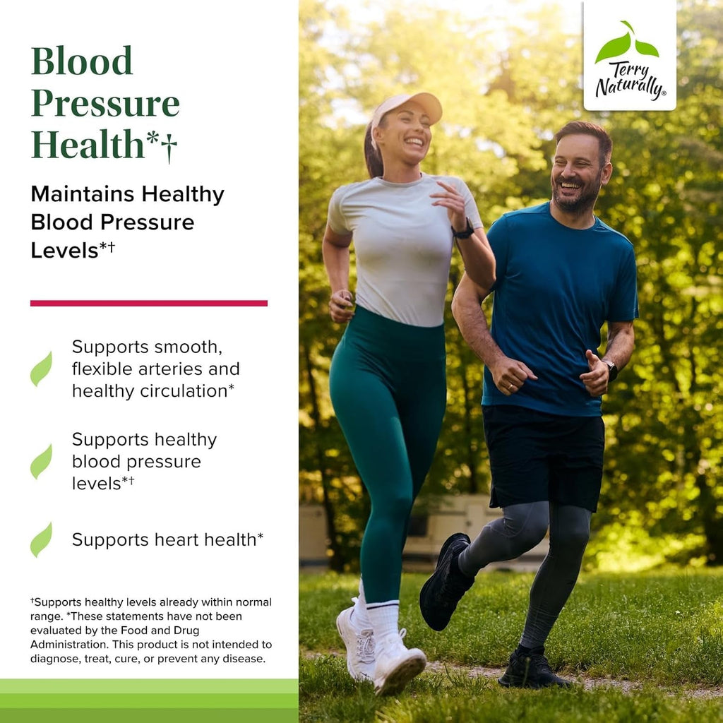 Terry Naturally Blood Pressure Health - Healthy Blood Flow & Circulation Support Supplement - Heart Health Supplement with Antioxidants - Cardiovascular Support - 60 Capsules