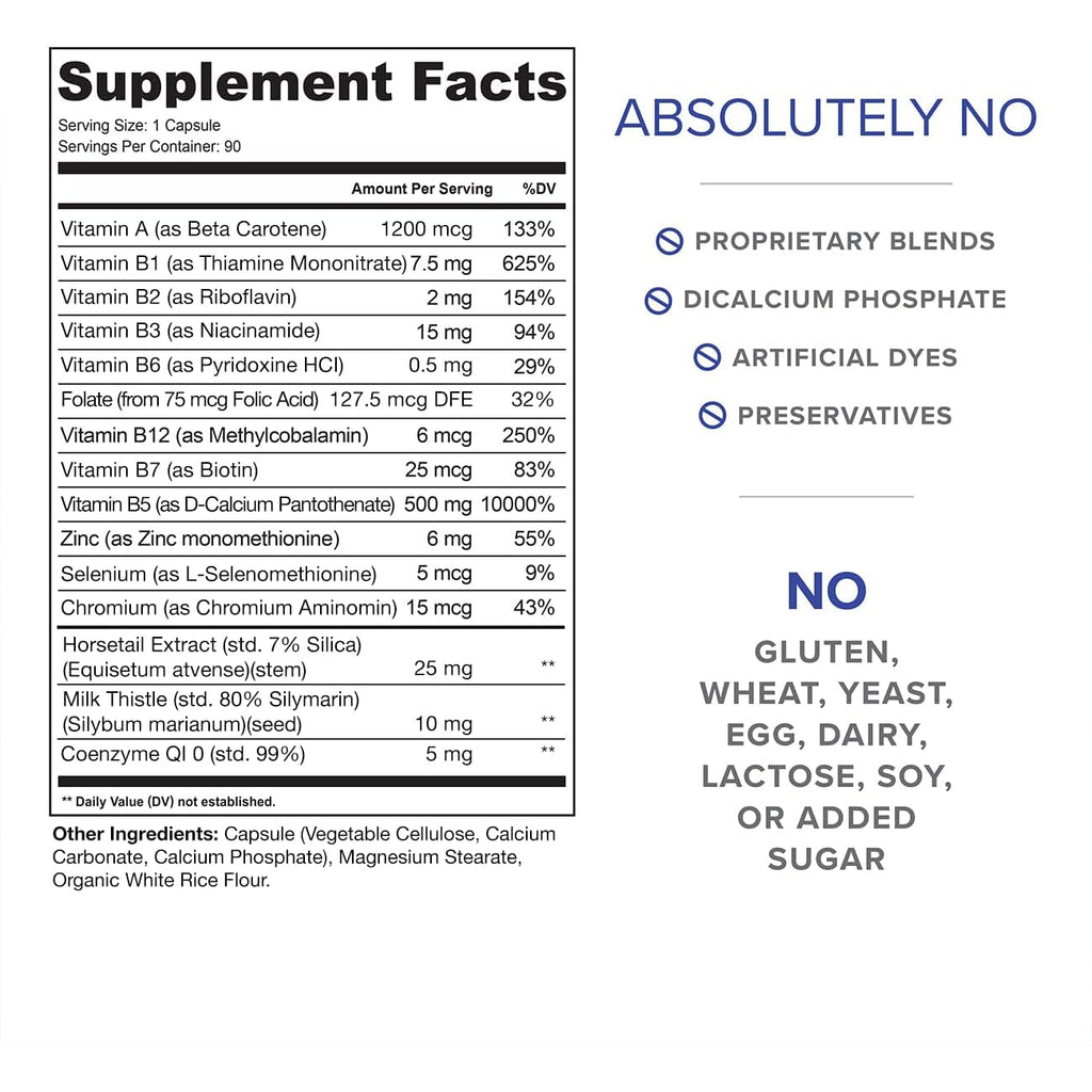 Acne Pills for Teens & Adults | Clear Skin Supplement, Vitamins for Hormonal & Cystic Acne, 90 Caps