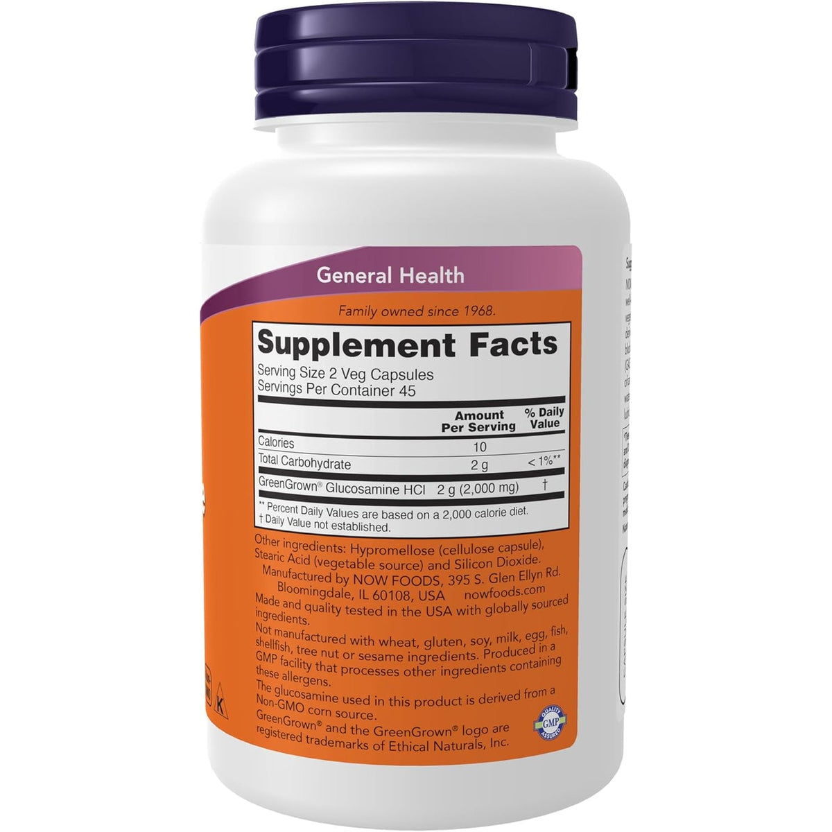 NOW Foods Supplements, Glucosamine '1000' (Greengrown® Glucosamine), Vegetarian, 90 Veg Capsules