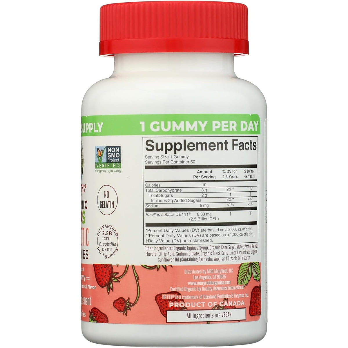 Mary Ruth'S Organic Kids Strawberry Probiotic Gummies, 60 CT