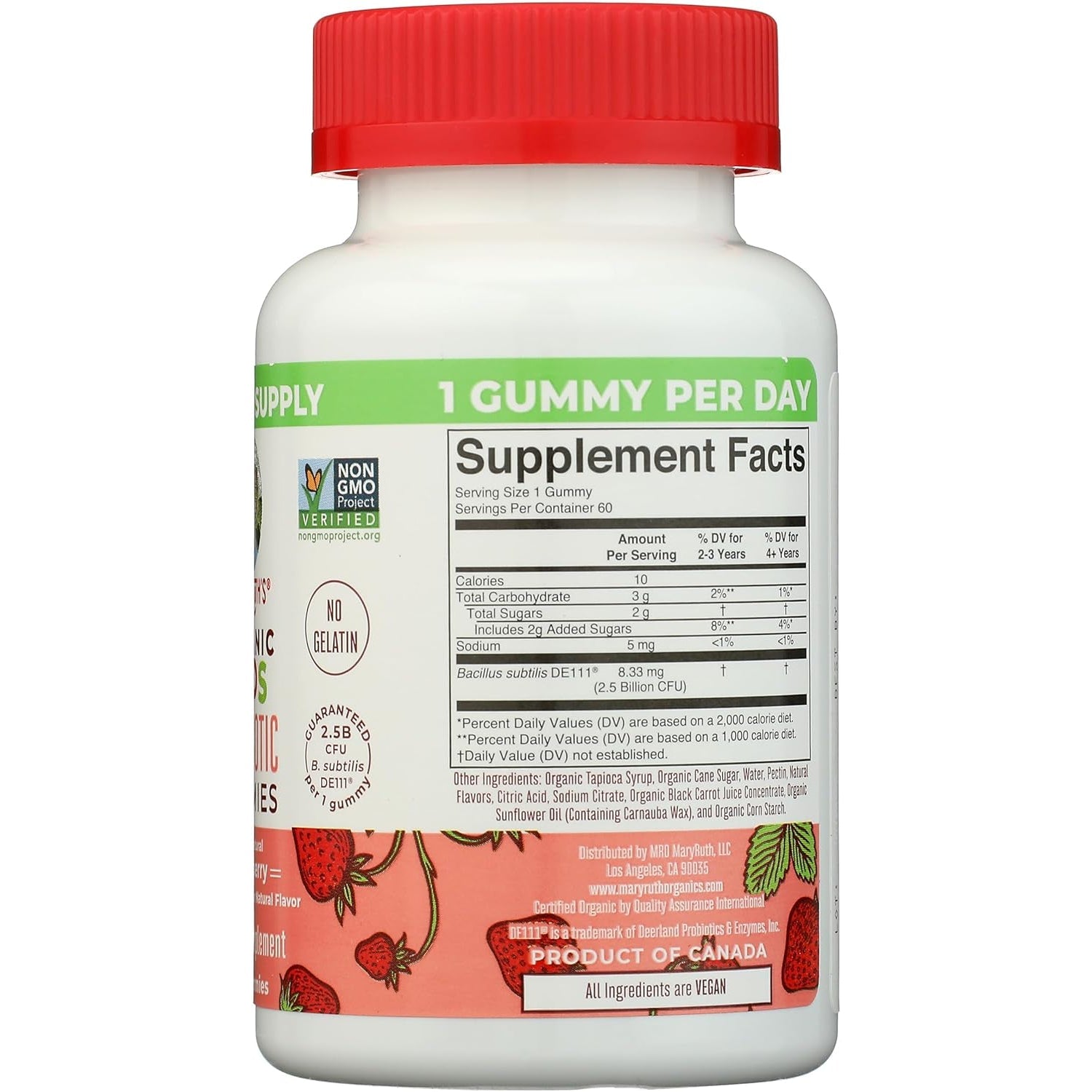 Mary Ruth'S Organic Kids Strawberry Probiotic Gummies, 60 CT