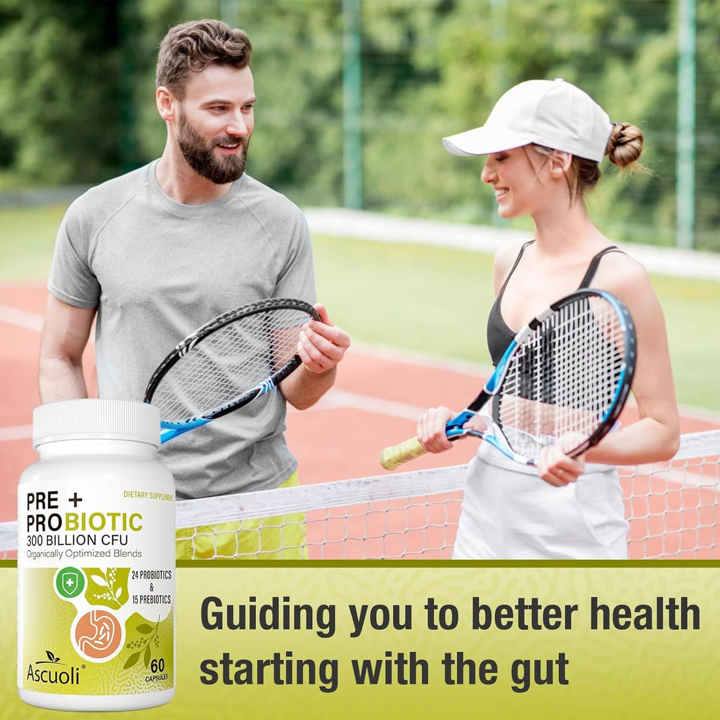 Probiotics for Women & Men - 300 Billion CFU, 24 Strains Probiotics + 15 Organic Herbs Blend, Daily Probiotic for Digestive Health, Immune, Gut, Bloating - 60 Capsule