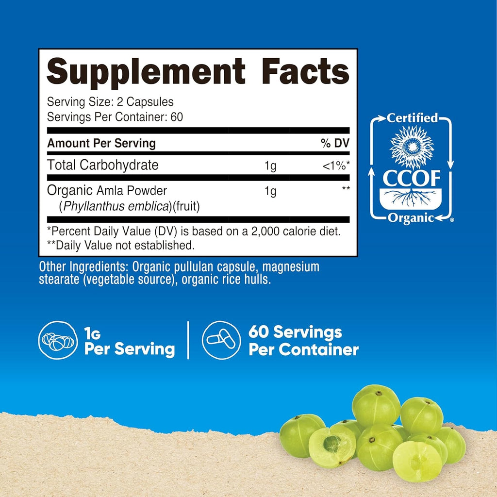 Nutricost Amla 1000Mg, 120 Vegetarian Capsules - CCOF Certified Made with Organic, Non-Gmo, Gluten Free, 60 Servings