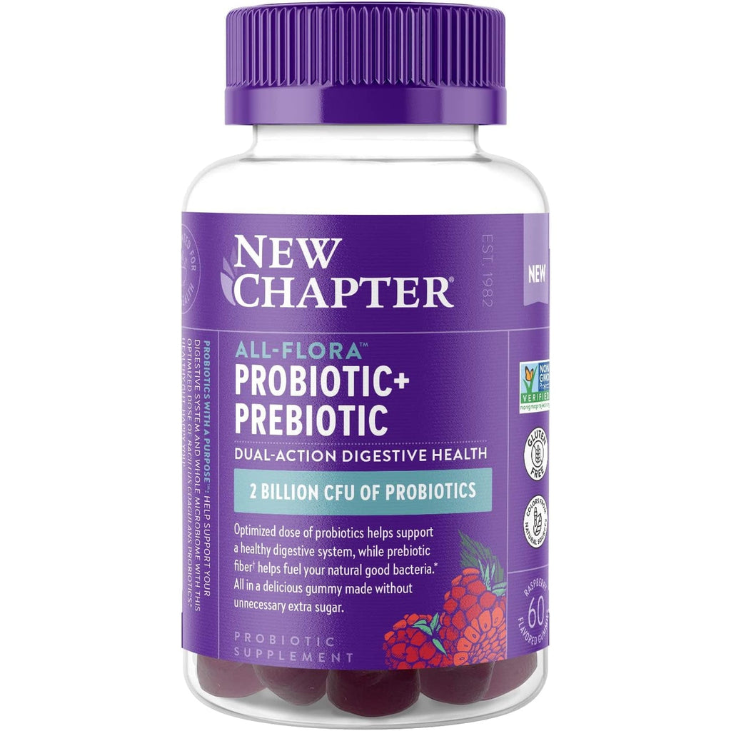 New Chapter Probiotic Gummies for Women and Men, All-Flora (1 Month Supply) – 55% Less Sugar+, Formulated for Holistic Gut Health Support with Probiotics + Prebiotic Fiber + 100% Vegan + Non-Gmo