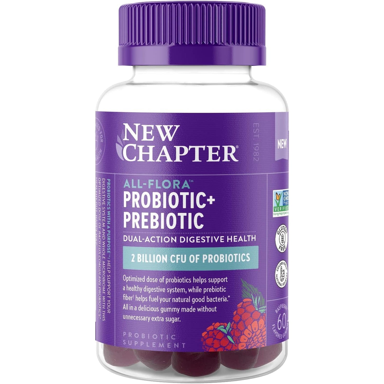 New Chapter Probiotic Gummies for Women and Men, All-Flora (1 Month Supply) – 55% Less Sugar+, Formulated for Holistic Gut Health Support with Probiotics + Prebiotic Fiber + 100% Vegan + Non-Gmo