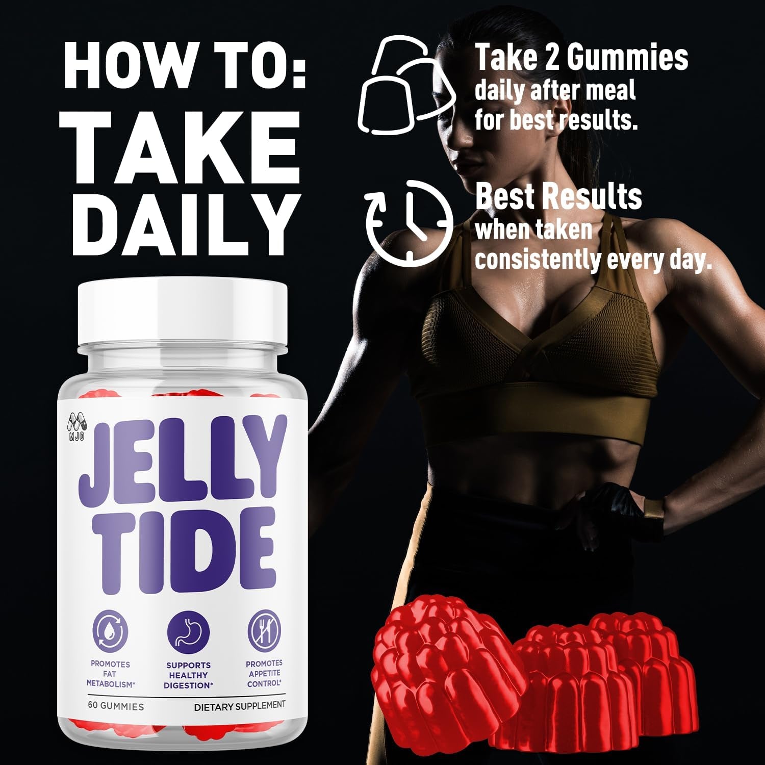 (2 Pack) Jelly Tide Gummies, Official Jellytide Weight Management Gummys with Natural Ingredients, Jellytide Advanced Wellness Gummy with Maximum Strength Active Lifestyle Multivitamins (120 Gummies)