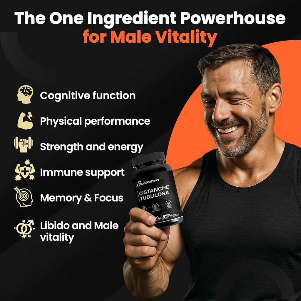 Cistanche Tubulosa Extract 500Mg (120 Servings) - 120 Capsules - 50% Echinacosides,10% Acteosides - Natural Nootropic for Stamina, Immunity & Memory - Hormone Balance - Strength Booster for Men