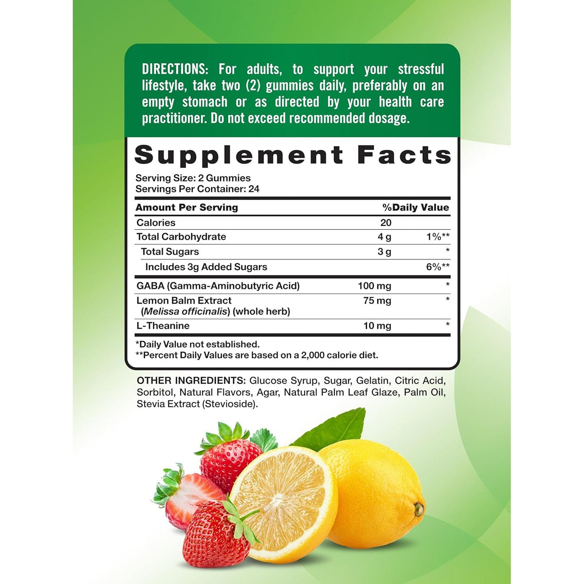 Nature'S Truth Stress Relief Gummies for Adults | with Gaba, L Theanine, and Lemon Balm | Lemon Strawberry Flavor | Non-Gmo & Gluten Free Supplement
