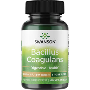 Swanson Bacillus Coagulans Spore-Form Probiotic for Adults Seeking Shelf-Stable Digestive Support with 6 Billion CFU - Acid-Resistant (60 Vegan Capsules)