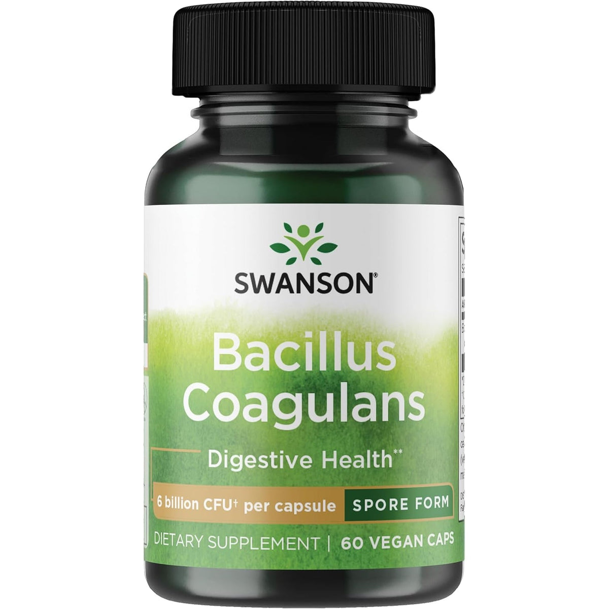 Swanson Bacillus Coagulans Spore-Form Probiotic for Adults Seeking Shelf-Stable Digestive Support with 6 Billion CFU - Acid-Resistant (60 Vegan Capsules)