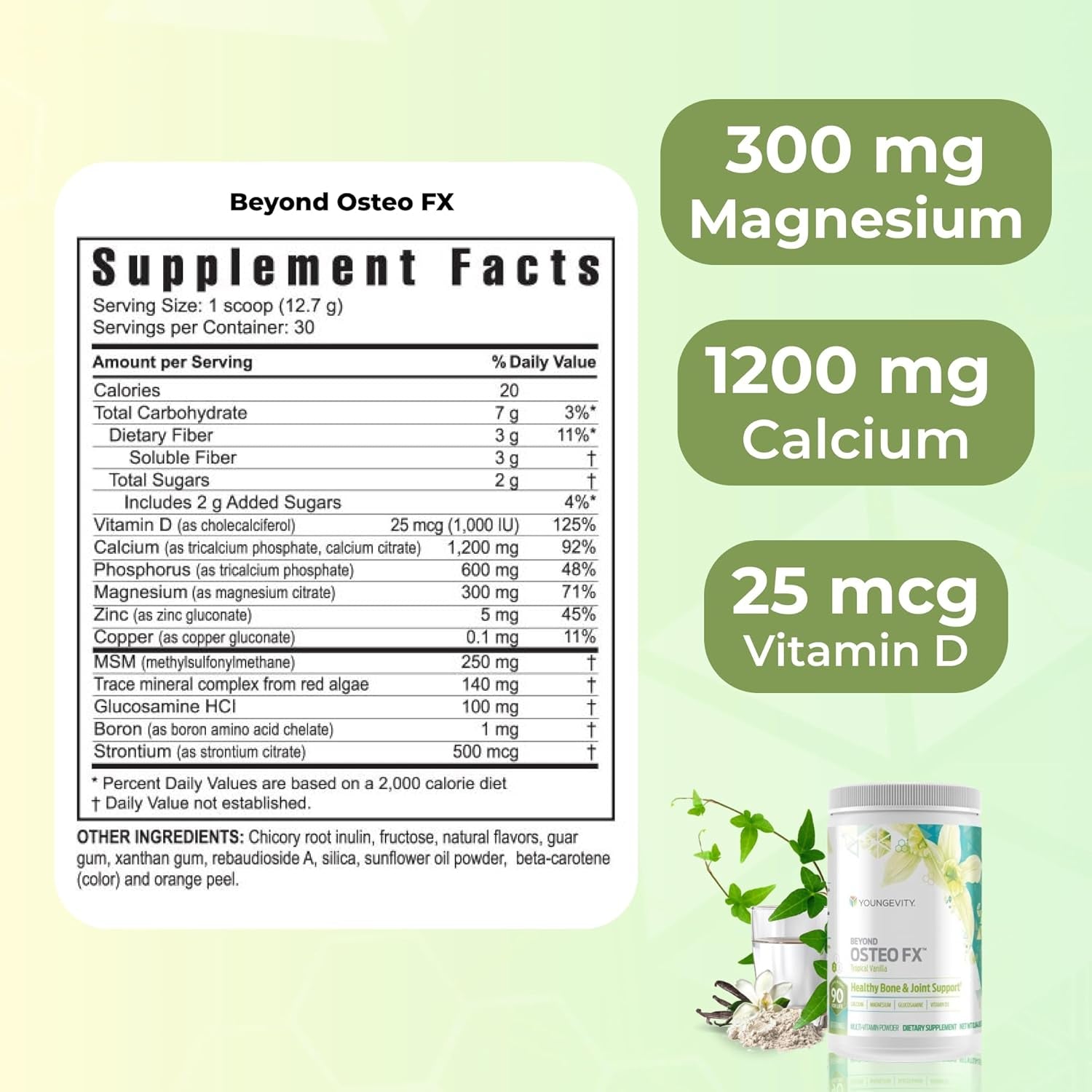 Youngevity beyond Osteo FX - Tropical Vanilla | Healthy Bone Support | Multi-Vitamin Powder | 30 Servings (1 Canister)