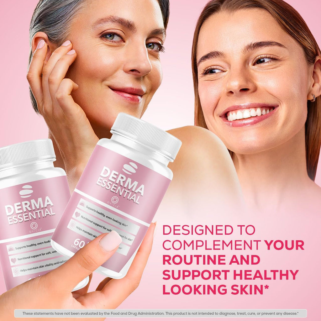 Derma Essential - Derma Essential Capsules Advanced Formula Support Premium Natural Ingredients, Dermaessential Pills Maximum Strength Health and Wellness Reviews, 60 Capsules for 1 Month