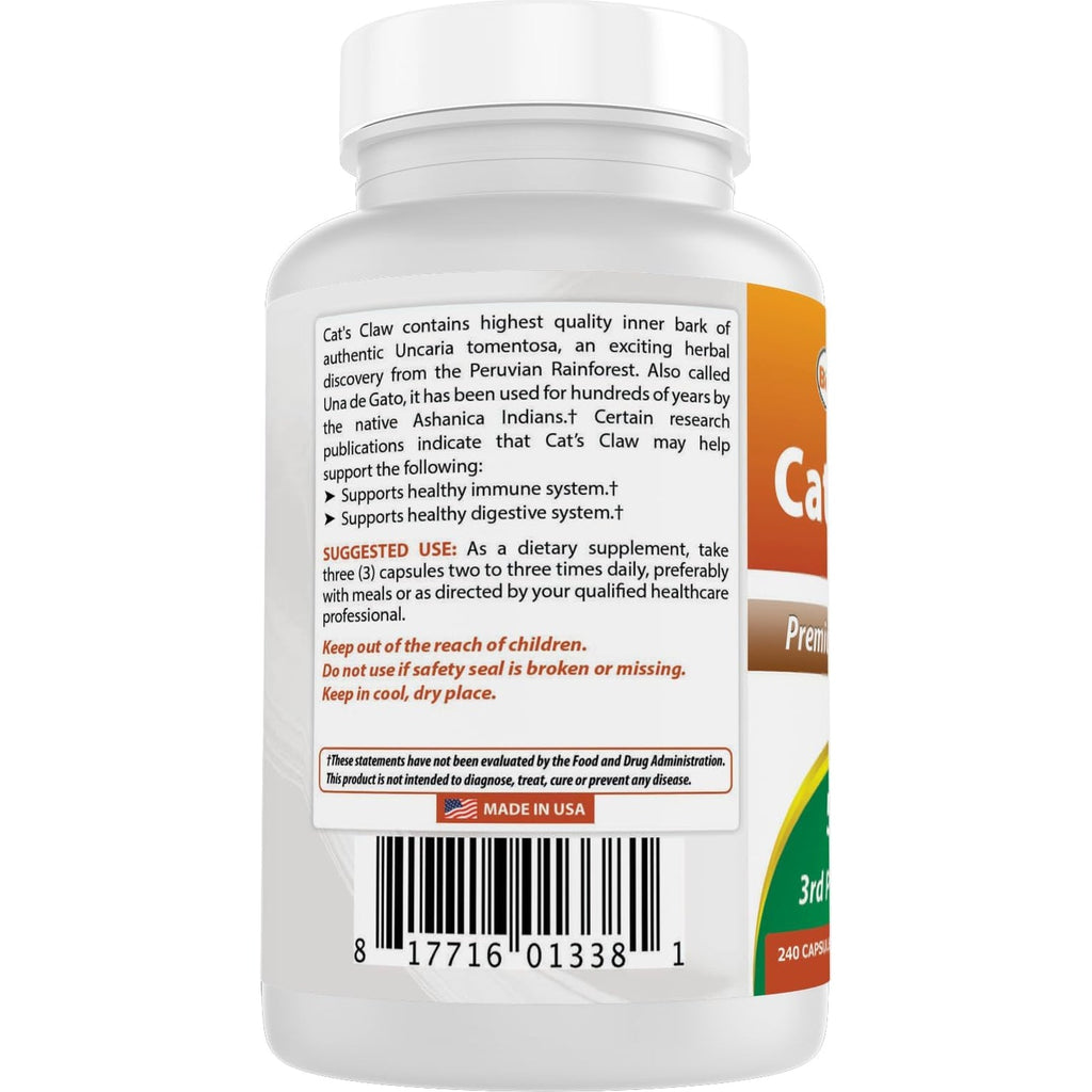 Best Naturals Cat'S Claw Capsule, 500 Mg, 240 Count