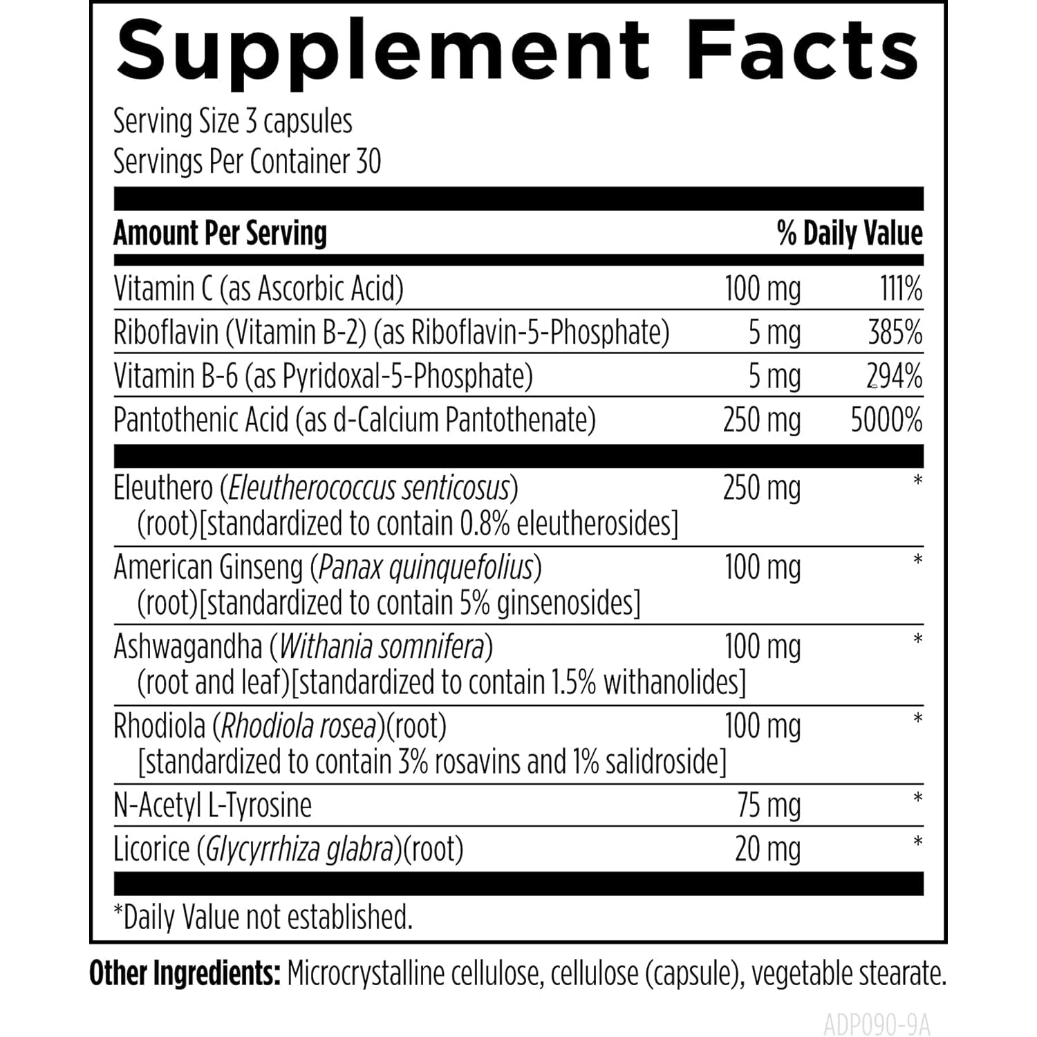 Designs for Health Adrenotone - Adrenal Support Supplement with Rhodiola Rosea, Ashwagandha, Vitamins B6, B2 + B5 - Designed to Support Adrenals + Healthy Cortisol Levels (90 Capsules)