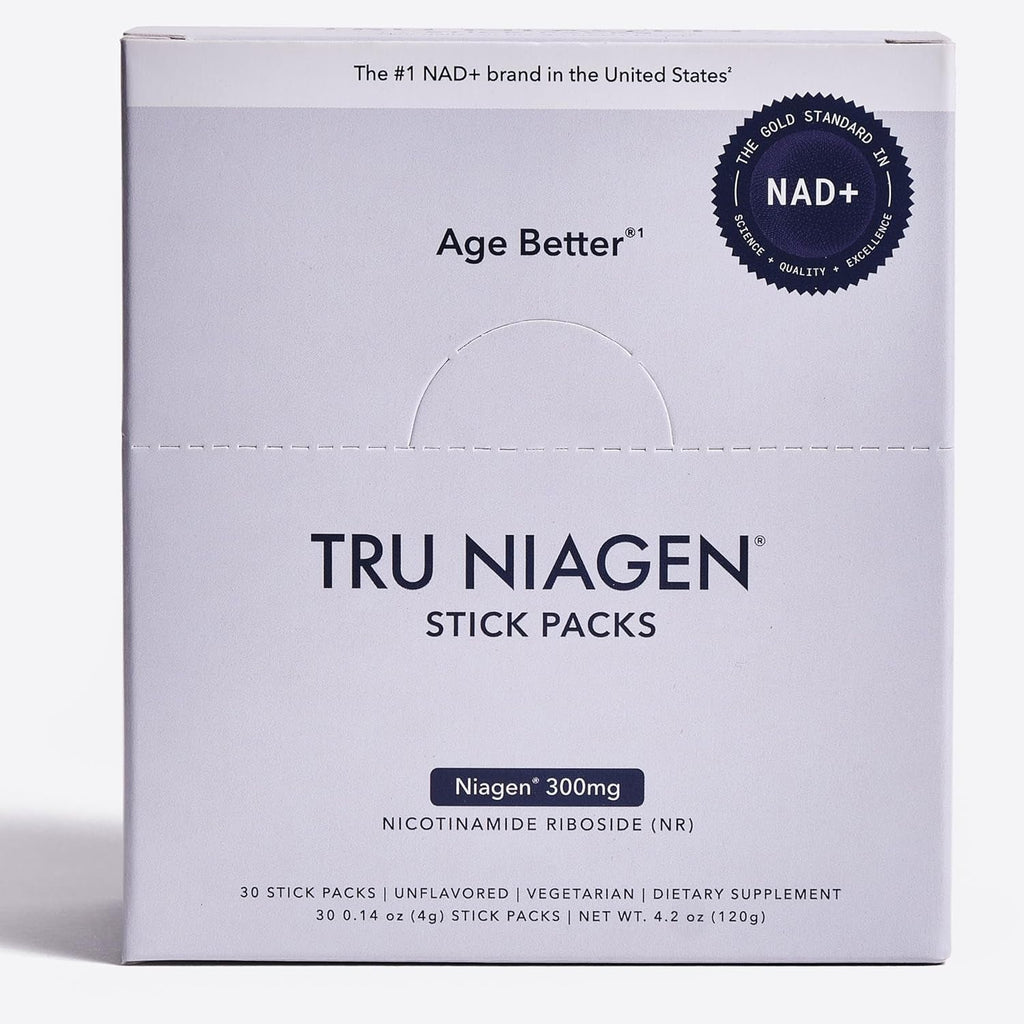 TRU NIAGEN NAD+ Booster with Hydration & Prebiotic Support Award-Winning Nicotinamide Riboside Mixing Powder for Cellular Energy, Repair & Healthy Aging - 30Ct/300Mg Stick Packs: On-The-Go Supplement