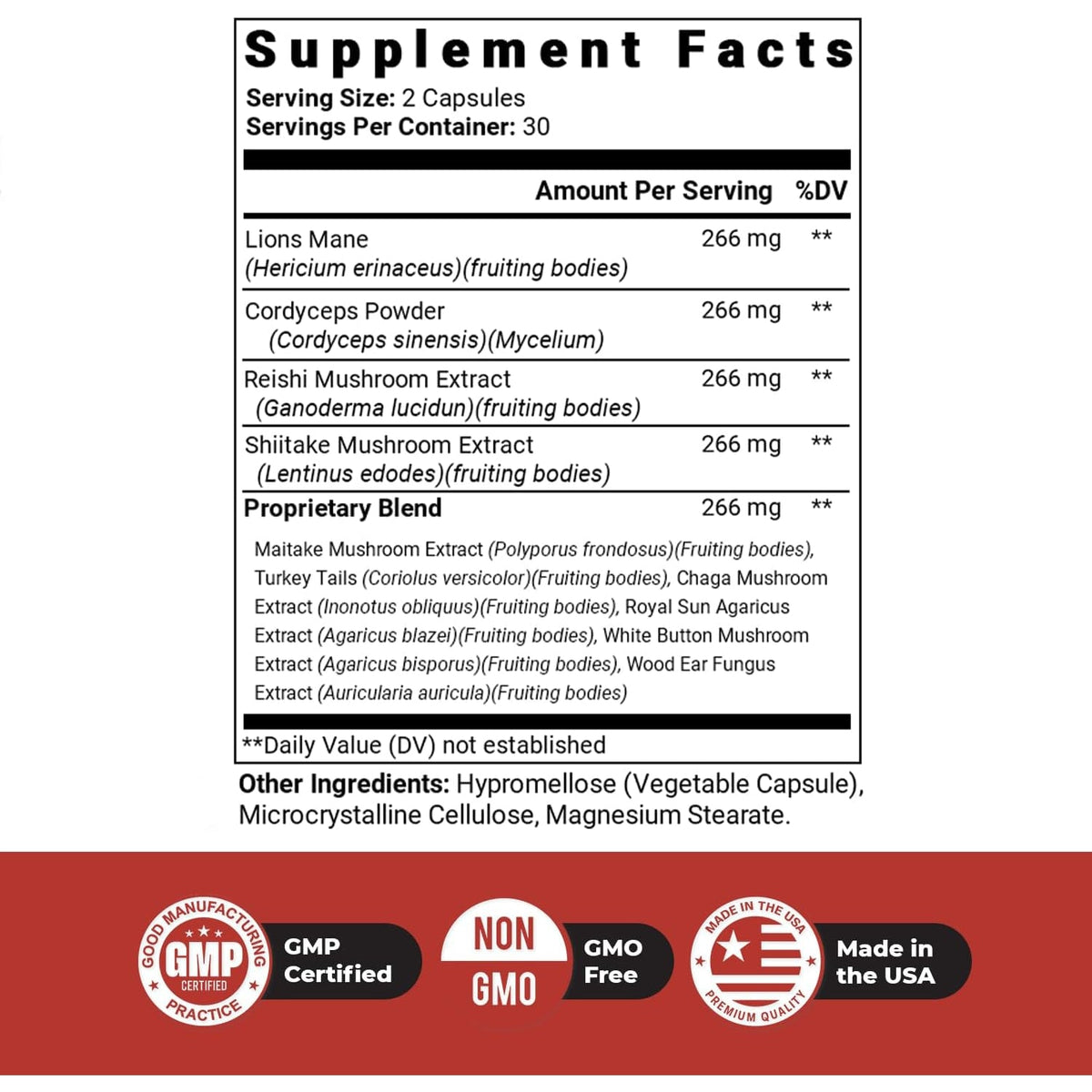 Dr. Love Roar Lion’S Mane Mushroom Supplement – Plant-Based Formula with Cordyceps, Reishi & Shiitake – Vegan, Gluten-Free, GMP Certified, Made in USA – 60 Capsules, 1 Month Supply