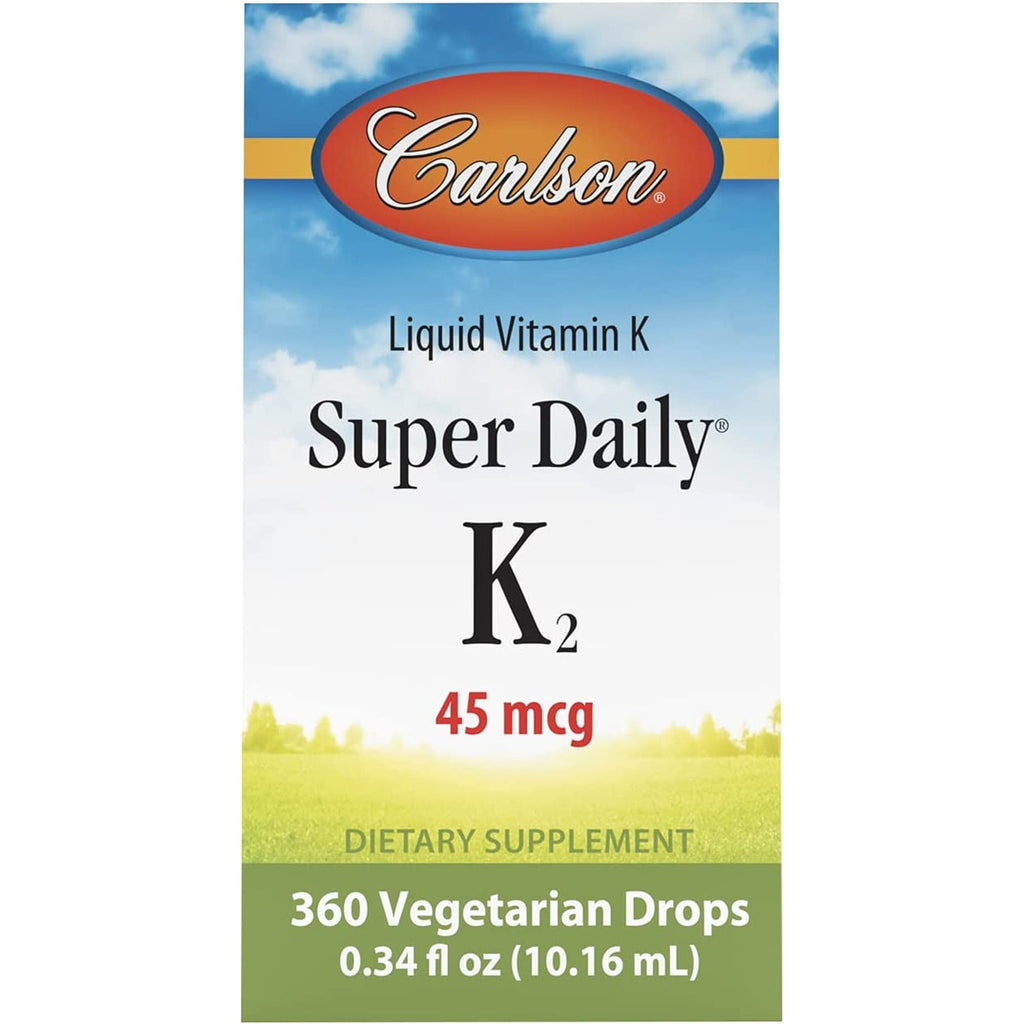 Carlson - Super Daily K2, 45 Mcg Liquid Vitamin K, Bone Health, K2 Vitamin, Vitamin K Supplement, Vitamin K-2 MK7, Unflavored, 360 Drops (10.16 Ml)