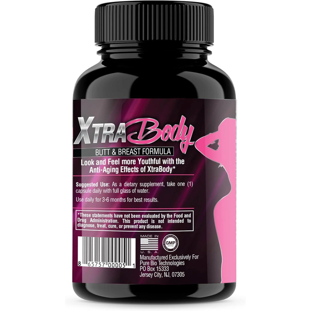 Xtrabody Butt Enhancement and Breast Enlargement Supplement - Estrogen Enhancer - Increases Butt & Breast Size, Reduces Menstrual Symptoms & Provides an Extra Boost of Energy (1 Bottle=30 Capsules)