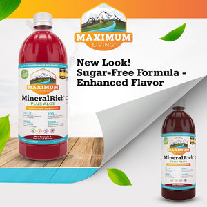 Maximum Living Mineralrich Minerals Supplement with Aloe - Liquid Blend of Vitamins and Trace Minerals - 32 Oz