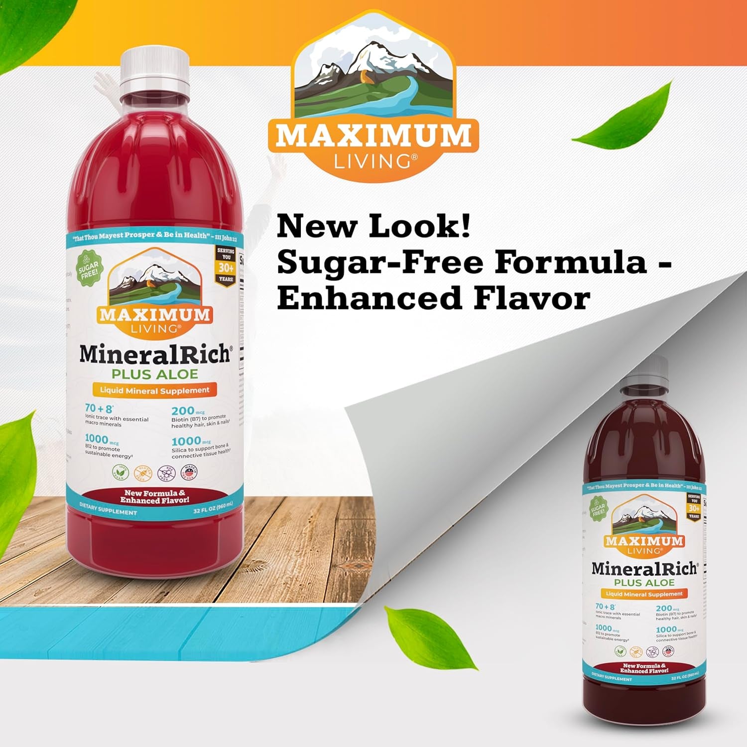 Maximum Living Mineralrich Minerals Supplement with Aloe - Liquid Blend of Vitamins and Trace Minerals - 32 Oz