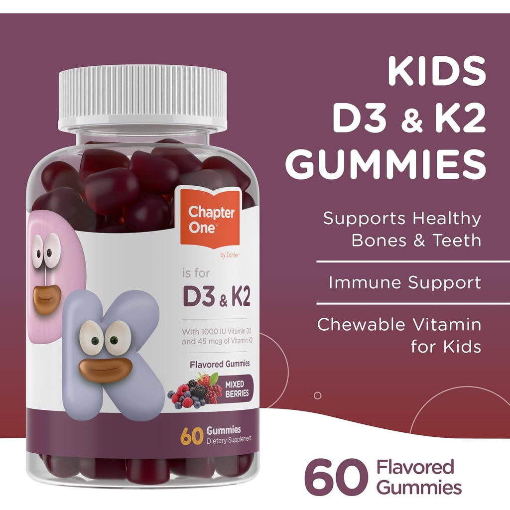 Zahler Chapter One Vitamin D3 & K2 Gummies - Immune & Bone Health Support Supplement - Cholecalciferol D3 & MK7 K2 - Bioavailable Vitamin D - Kosher, Gluten-Free & Non-Gmo - 60 Gummies