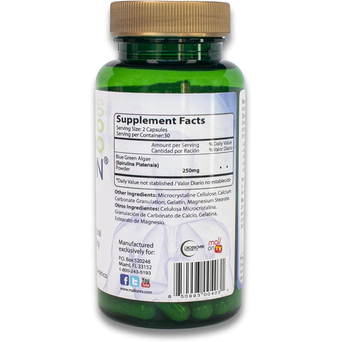 Bioxtron Natural Stem Cell Supplement Capsules - Cellular & Antioxidant Support Formula with Blue Green Algae, Spirulina, Immune & Energy Support - 60 Capsules