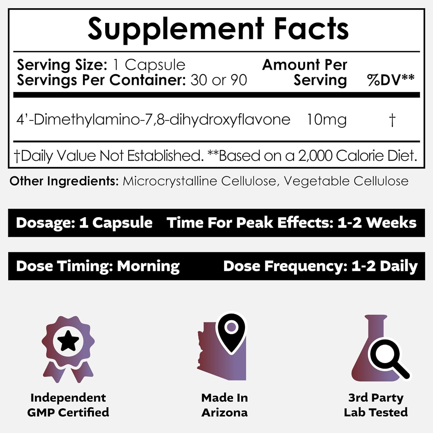 Nootropics Depot 4'-DMA-7,8-DHF Nutritional Supplement Capsules | 10Mg | 30 Count | 4'-Dma-7,8-Dihydroxyflavone
