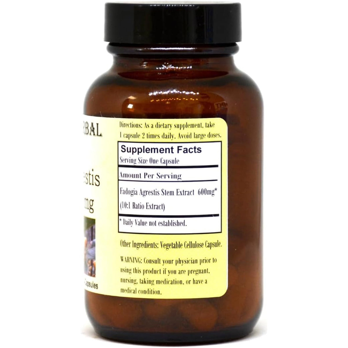 Barlowe'S Herbal Elixirs Fadogia Agrestis Extract - 60 600Mg Vegicaps - Stearate Free, Glass Bottle!