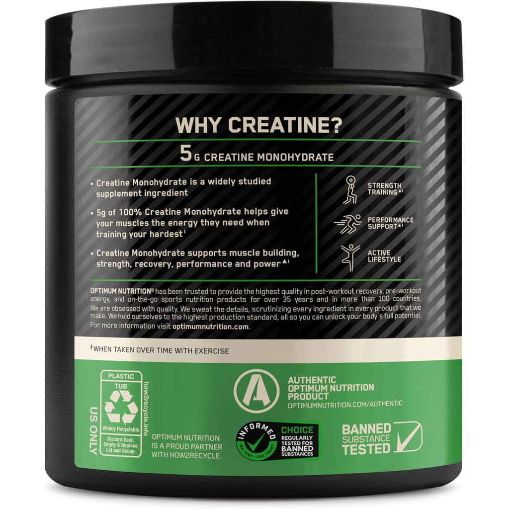 Optimum Nutrition Micronized Creatine Monohydrate Powder, Unflavored, 60 Servings, 300 Grams (Packaging May Vary)
