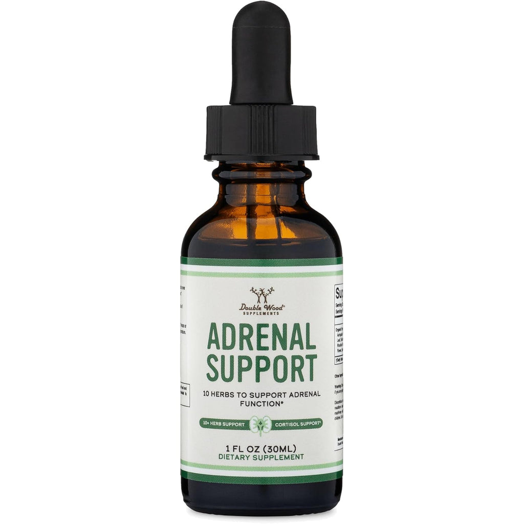 Adrenal Support Supplements (Liquid Drops) - 10 Organic Adaptogens for Adrenal Fatigue (One Month Supply) Cortisol Manager for Stress Relief (10 Apoptogenic Herbs for Adrenal Health) by Double Wood