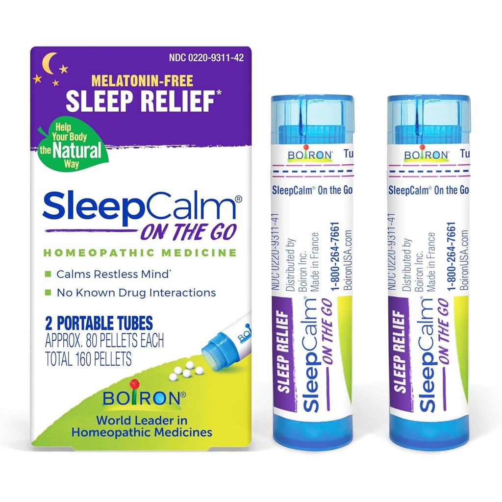 Boiron Sleepcalm on the Go Sleep Aid for Deep, Relaxing, Restful Nighttime Sleep - Melatonin-Free and Non Habit-Forming - 80 Count (Pack of 2)