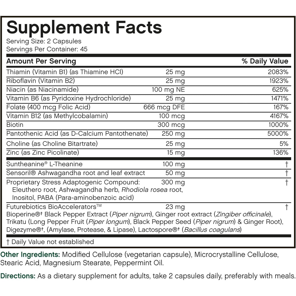 Futurebiotics Stressassist L-Theanine Ashwagandha and Rhodiola Rosea Stress Complex - Natural Nutritional Stress Function, 90 Vegetarian Capsules