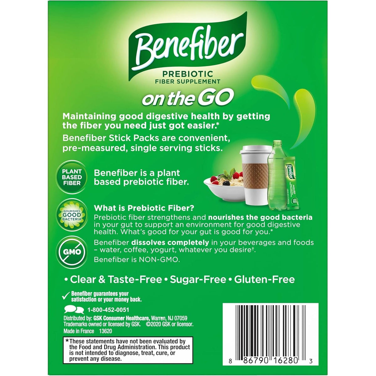 Benefiber on the Go Prebiotic Fiber Supplement Powder for Digestive Health, Daily Fiber, Unflavored - 28 Sticks (3.92 Ounces)
