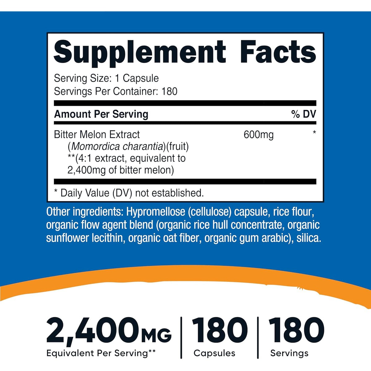 Nutricost Bitter Melon Extract 180 Capsules for 180 Servings per Bottle - Momordica Charantia, Vegan, Gluten Free and GMO Free