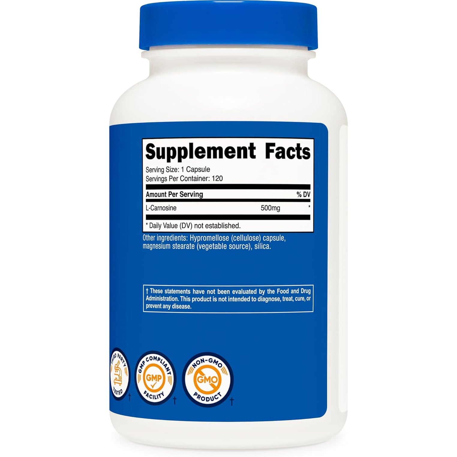 Nutricost L-Carnosine 500Mg, 120 Capsules - Gluten Free & Non-Gmo