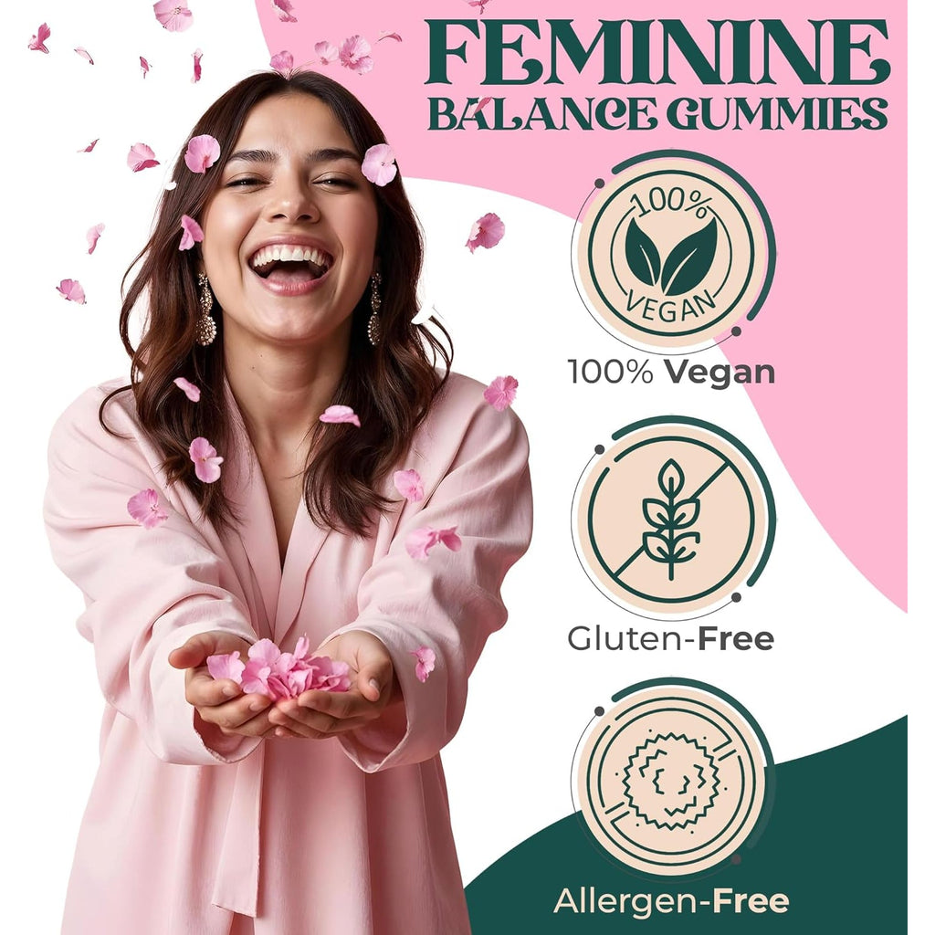 Premium Feminine Balance Gummies - for Women’S Health & Wellness - Immune Support - Vegan, Gluten-Free - Hawaiian Pineapple - 90 Gummies - 45 Servings